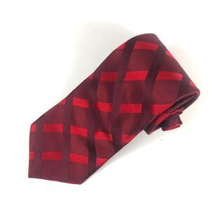 nicole by Nicole Miller Tie Red Plaid Checkered All Silk Men's Necktie